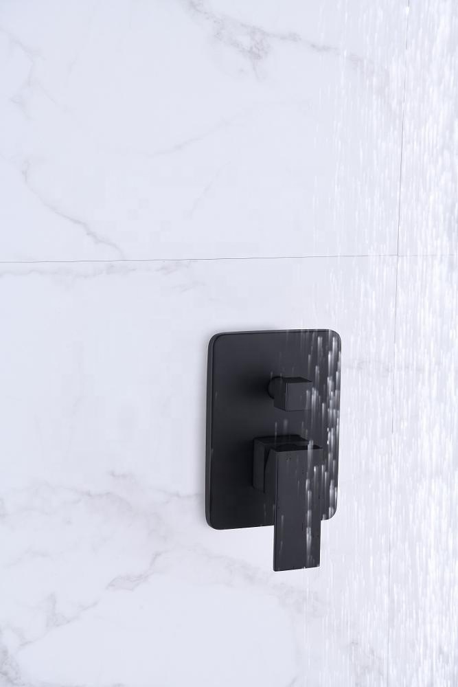 Grifo de ducha de lluvia oculto de latón negro mate para baño montado en la pared moderno Zwarte Waterval Badkraan Doucheset