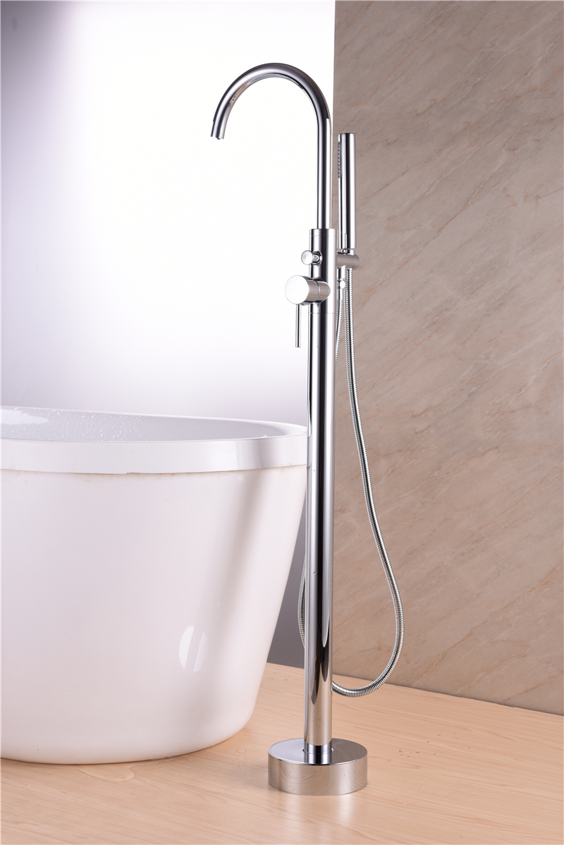 Mezclador de bañera Bravat Stand Alone Shower S Mezcladores independientes Grifo Tinas altas Grifo de baño de cerámica Cabezal de agua y soporte