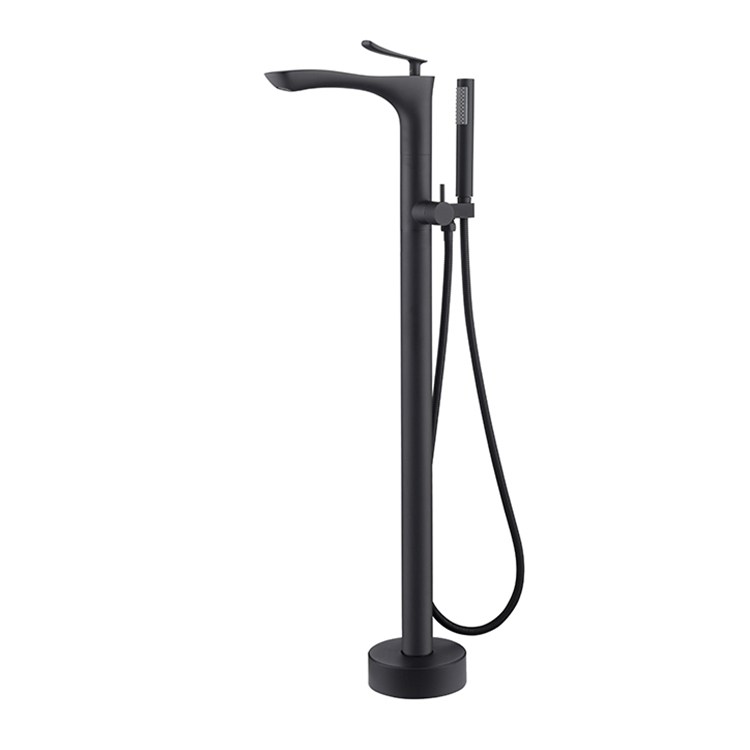 Diseño único WATERMARK Matt Black Freestanding Faucet Floor Tap para baño independiente