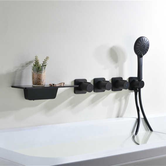 Mezcladores de ducha montados en la pared, grifo de caída de agua para grifos de bañera, grifo mezclador de baño oculto de 5 agujeros, baño oculto