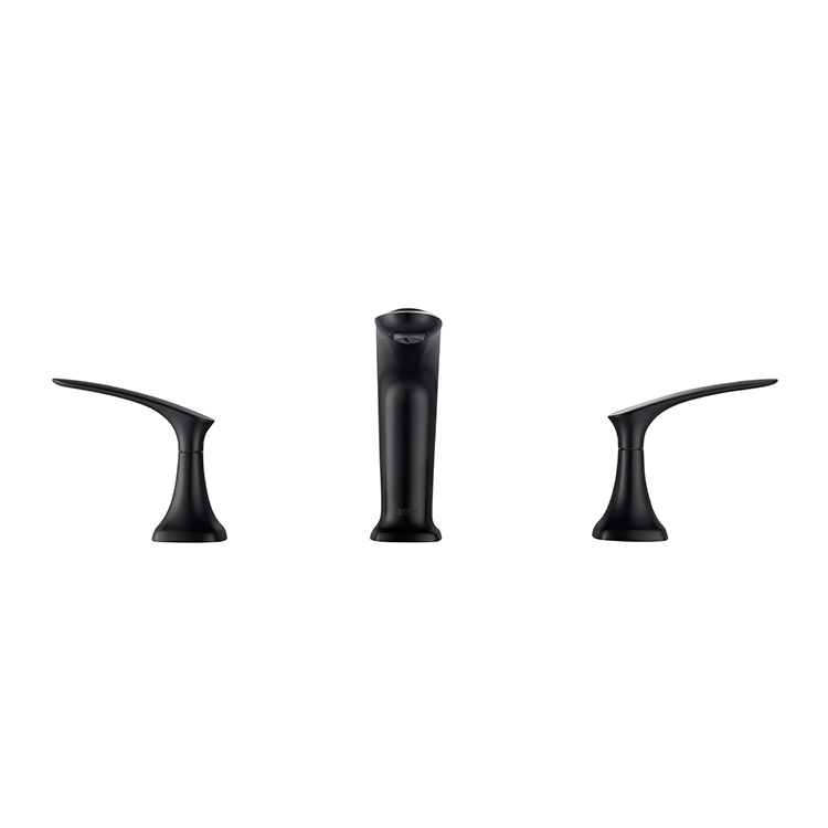 Grifo de lavabo negro mate contemporáneo Grifos mezcladores de agua de baño de doble manija de 3 orificios