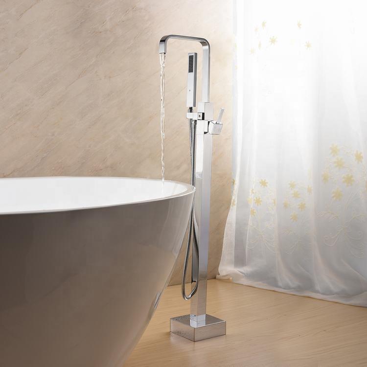 Grifo de bañera independiente con marca de agua CUPC, de pie con válvula de cerámica, mezclador de ducha, relleno de montaje para bañera