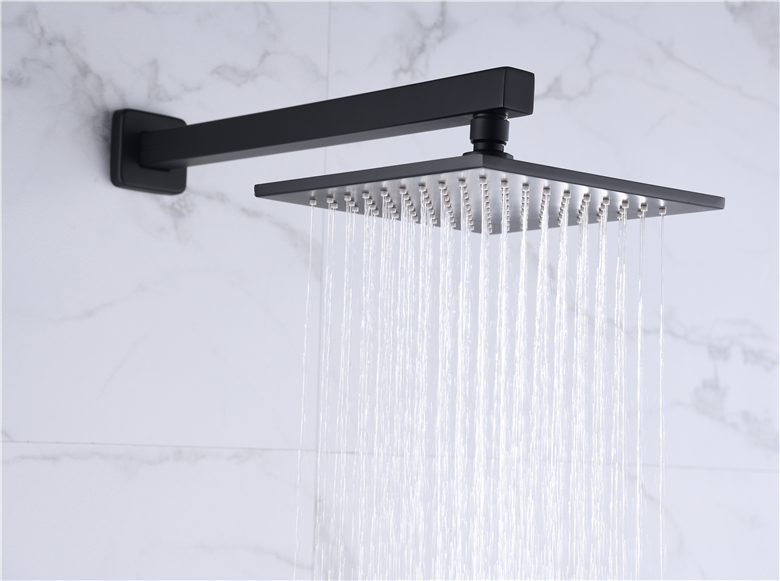 Usa Upc negro mate montado en la pared baño oculto cuadrado lluvia cabeza de plástico Shoewr baño grifo duchas con ducha de mano