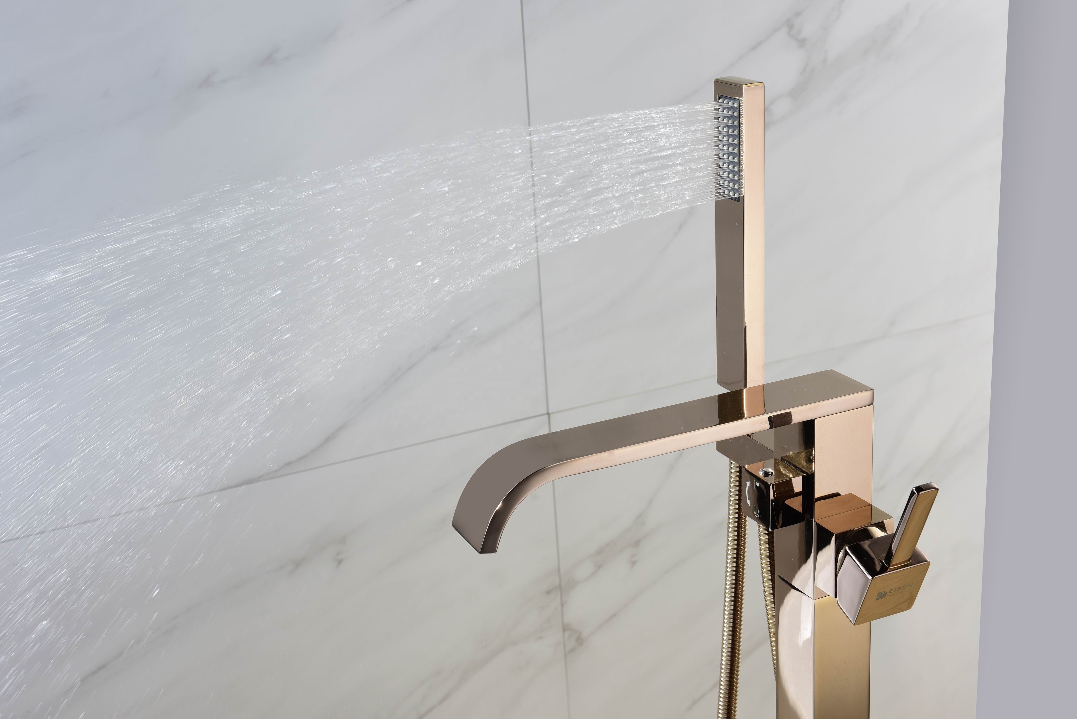 Bestseller de Amazon, nuevo grifo de bañera independiente de latón, relleno de bañera independiente, grifos dorados cepillados, marca de agua