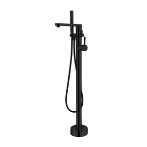 Grifo de ducha contemporáneo independiente negro Mezclador de bañera montado en el piso