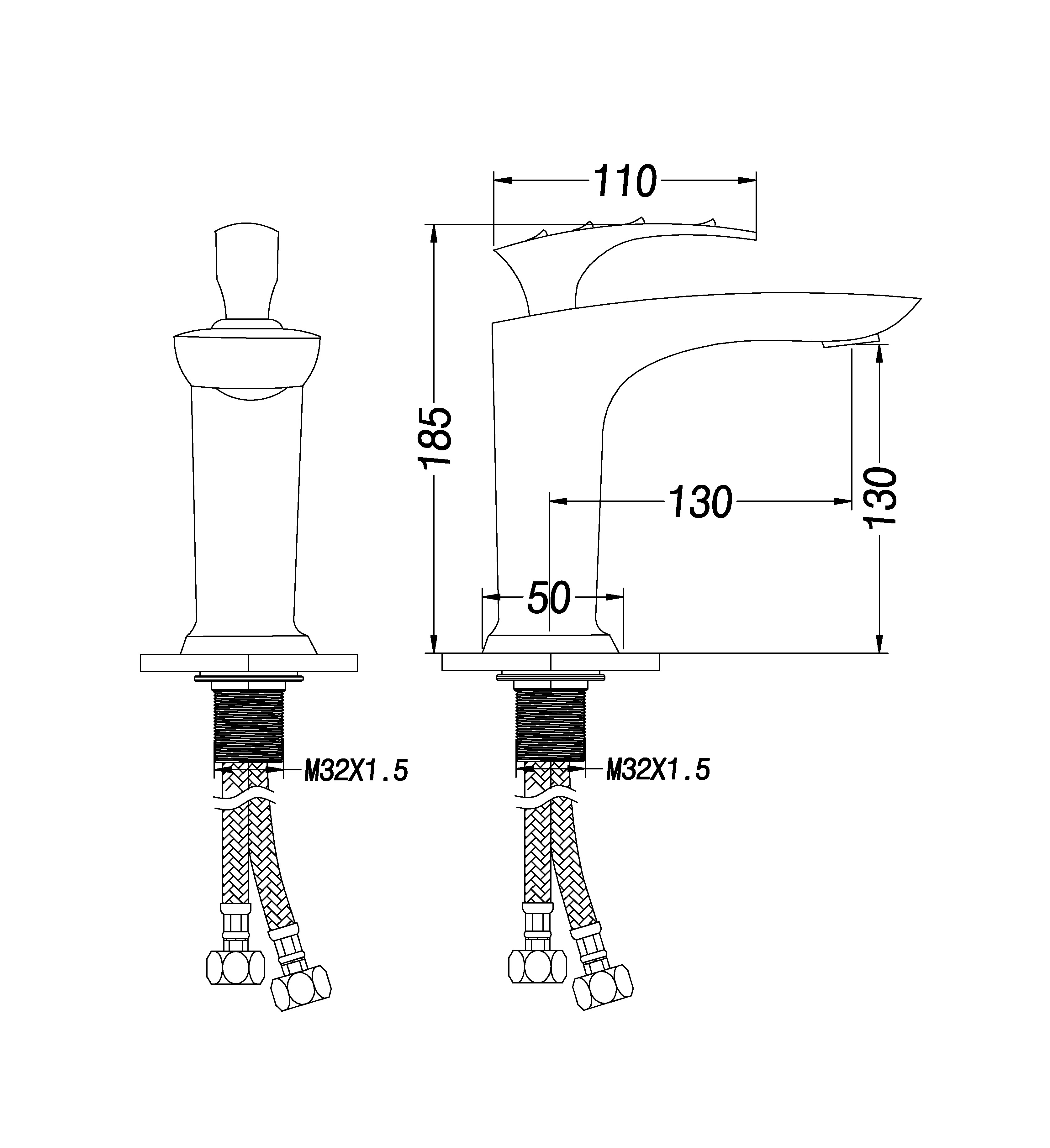 Grifo de lavabo de grifo de latón de una manija de aleación de zinc de moda