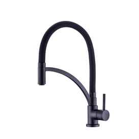 Grifo monomando de cocina con boquilla de silicona flexible negra