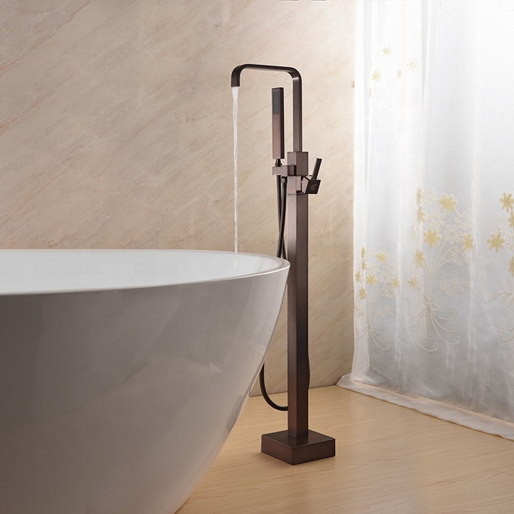 Bronce aceitado ORB Soporte independiente Grifos de baño Grifo mezclador de bañera con ducha de mano
