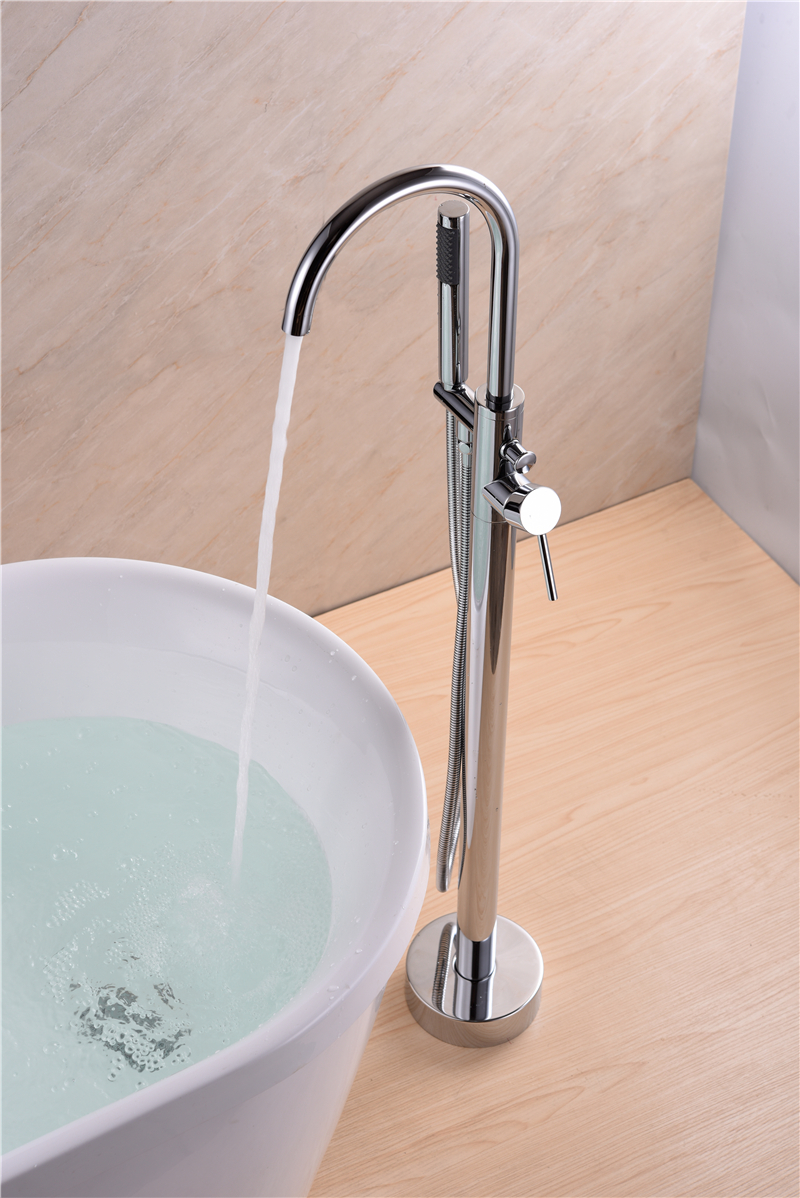 Mezclador de bañera Bravat Stand Alone Shower S Mezcladores independientes Grifo Tinas altas Grifo de baño de cerámica Cabezal de agua y soporte