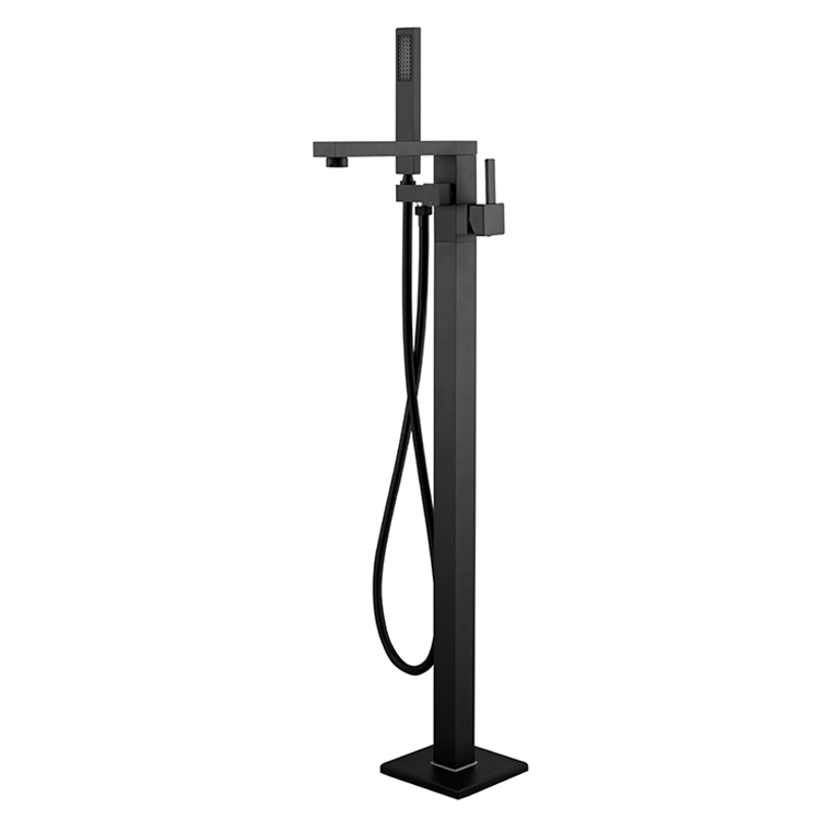 CE CUPC Marca de agua Negro mate Grifo de bañera independiente Grifo de montaje en piso con auricular de ducha para Canadá